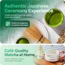 Matcha Whisk Set with 'matcha' Design - 6 Piece Ceramic Matcha Set with a Bowl, Whisk, Stand, Spoon and Sifter - Designed in the UK - Gift Set