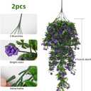 RECUTMS 2Pcs Artificial Hanging Plants Fake Vines Fake Plants Outdoor Greenery Artificial Flower for Outdoors Hanging Basket Plastic Home Garden Wedding Party Decorations(Purple)