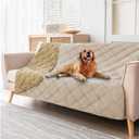 Fuguitex Waterproof Dog Blanket Reversible for Small Dogs Resistant Leakproof Washable Couch Cushion Bed Protector Cover for Indoor Furniture Pet Friendly（82"*102",Beige+Taupe)