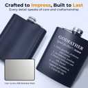 7oz Engraved Hip Flask Set for Godfather - "Will You Be My Godfather?" Thoughtful Godfather Proposal Gifts, Baptism to Father's Day Present from Godchild