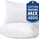 MIULEE Pillow Inserts 12x20 Inch Set of 2, Feather Mix Polycotton with Cotton Fabric Rectangle Decorative Throw Pillows for Couch Bed Sofa