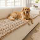 Couch Cover for Dogs Washable, Non Slip Couch Covers for 3 Cushion Sofa Pet Friendly, Fuzzy Pet Couch Cushion Covers for Dog, Thick,Soft for Sofa Protector (Camel, 27.6" x 82.7"/70 x 210cm)