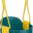 Deluxe High Back Full Bucket Toddler Swing with Exclusive Chain & Triangle Dip Pinch Protection and Carabiners for Easy Install - Green - Squirrel Products