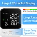 Blood Pressure Monitor Upper Arm Machine Accurate Adjustable BP Cuff Kit Led Backlit Display 2 Users 240 Sets Memory Includes Storage Bag White