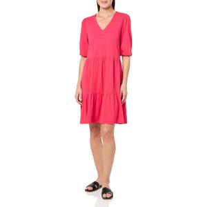 NIC+ZOE Women's Elbow Sleeve V-Neck Dress, Bright Rose, (XS)