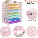 Paper Organizer with Handle Metal Mesh File Sorter Large Capacity Desk Organizers Paper Letter Tray Desktop Document Sorter for Office or Home2 Pack 8 Tier Pink Storage for Desk