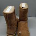 WaySoft Genuine Australia Mid Calf Sheepskin Fur Winter Boots for Women, Water Resistance Shearling Furry Boots Women (7, Chestnut)