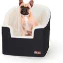 K&H Pet Products Bucket Booster Dog Car Seat for Small Dogs, Seat Belt Secured, 2 Safety Leashes, Washable Covers, Sturdy Pet Booster Seats for Traveling with Pets - Small Black/Cream