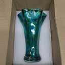 9.0" H Teal Glass Vases for Flowers, Unique Hand Blown Glass Vase Green Home Decor, Wide Mouth Colorful Flower Vase Centerpieces, for Living Room Table Bookshelf, Bathroom Office Shelf Decorative