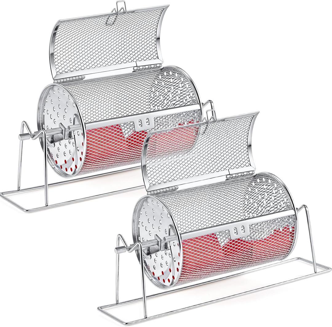Teenyyou 2 Pcs 7" X 4.7" Small Raffle Drum Upgraded Ticket Spinner Holds 600 Tickets Raffle Wheel Spinner with Stand Drum Cage for Games Events (Silver)