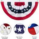 4PCS Set 3 x 6 Feet American Pleated Fan Flag, Indoor Outdoor Patriotic 250 Anniversary USA Decorations, Bunting Outdoor for Memorial Day and 4th of July, Patriotic Half Fan Bunting Flag for Outside