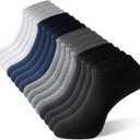 Irisbear Mens Ankle Socks - 6/8 Pack Casual Breathable Cotton Low Cut No Show Socks with Arch Support (9-12, Black/Navy/Dark Gray/Light Gray)