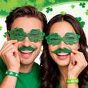 62Pcs St. Patrick's Day Accessories Party Favors Set - 10 Shamrock Glasses, 12 Green Beards, 10 Necklaces, Bracelets, Face Stickers & Tattoos - Irish Costume Decorations for Adults Kids Parade