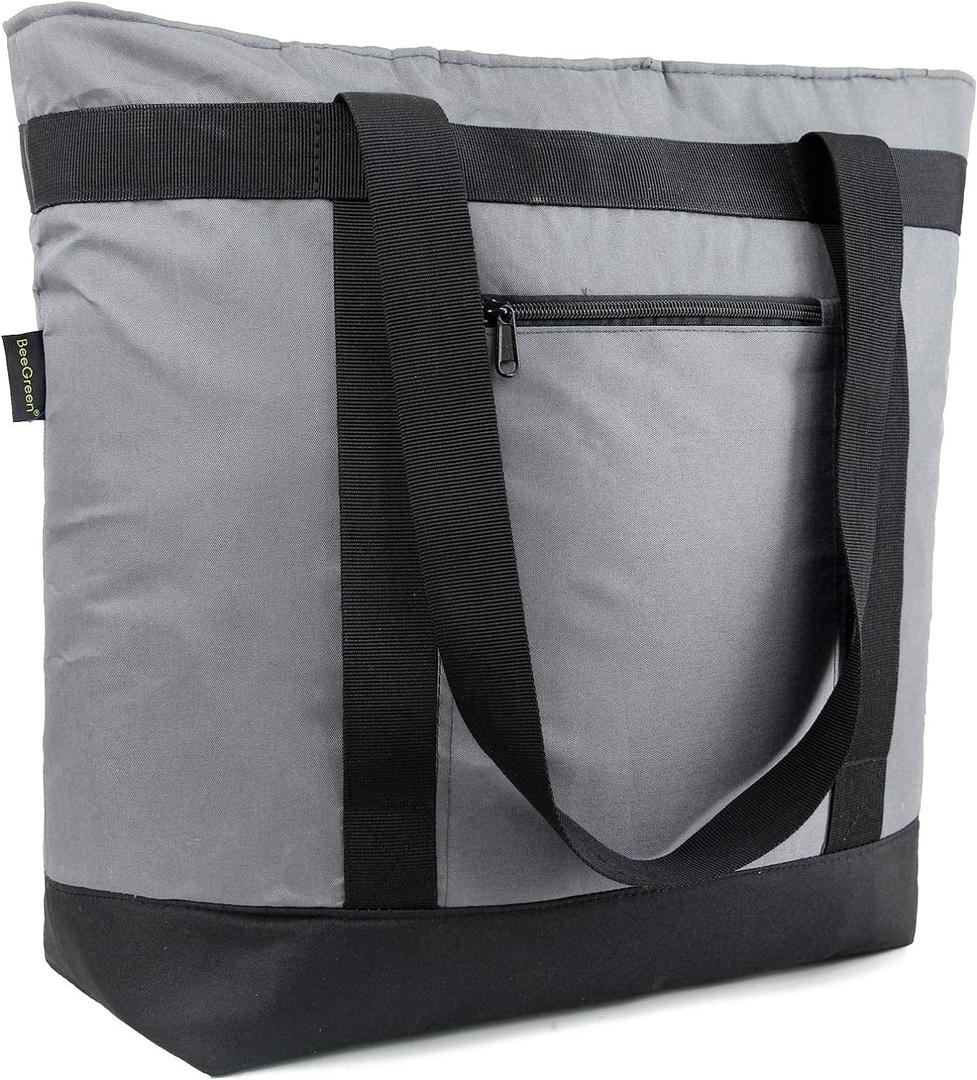 BeeGreen Cooler Bag Soft Leakproof Insulated Tote with Zipper for Beach Travel Grocery (Gray) BeeGreen Cooler Bag Soft Leakproof Insulated Tote with Zipper for Beach Travel Grocery (Gray)