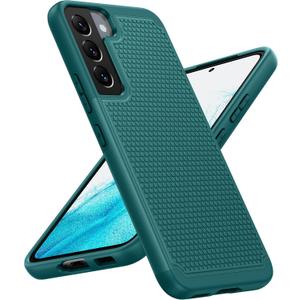 BNIUT for Samsung Galaxy S22 5G Case: Dual Layer Protective Heavy Duty Cell Phone Cover Shockproof Rugged with Non Slip Textured Back - Military Protection Bumper Tough - 6.1inch (Dark Green)