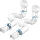 White 2 pack flexible rain gutter downspout extensions flexible, drain downspout extender,rainwater drainage ditch joint, can be extended from 21 inches to 68 inches