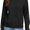 ZAFUL Women's Mock Neck Sweater Long Sleeve Ribbed Knit Basic Cropped Pullover Sweater (Black, L)