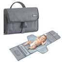 mommore Portable Changing Pad for Newborn Expandable Diaper Changing Pad with Wipes Pockets Water Resistance Baby Changing Pad for Travel, Shopping, Shower Gifts (Extended, Extended-Grey)