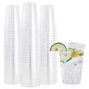 FOCUSLINE 12 oz Clear Plastic Cups, Disposable Heavy Duty Hard Plastic Cups, Reusable, 100 Count