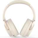 RORSOU B8 Bluetooth Headphones Over Ear, 6 EQ Music Modes and 50H Playtime Deep Bass Wireless Headphones with Mic, Lightweight Folding HiFi Stereo Headset for iPad/Travel/Tablet/PC/Home Beige White