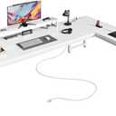 PRAISUN 53" L Shaped Computer Desk, Power Outlets, Monitor Stand, White