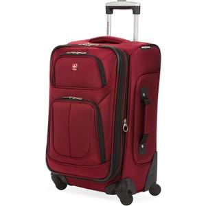 SwissGear Sion Softside Expandable Luggage Carry-On Suitcase with 360 Degree Wheels & Retractable Handle 21 Inch, Perfect for 1-3 Night Trips Burgundy