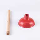 Toilet Plunger Red Heavy Duty Force Cup Rubber with A Long Wooden Handle to Fix Clogged Toilets and Drains, Perfect for Kitchens and Bathrooms (2 pcs)