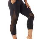 ONGASOFT High Waisted Yoga Capris Pants for Women Running Workout Mesh Leggings Side Pockets Squat Proof Tummy Control S