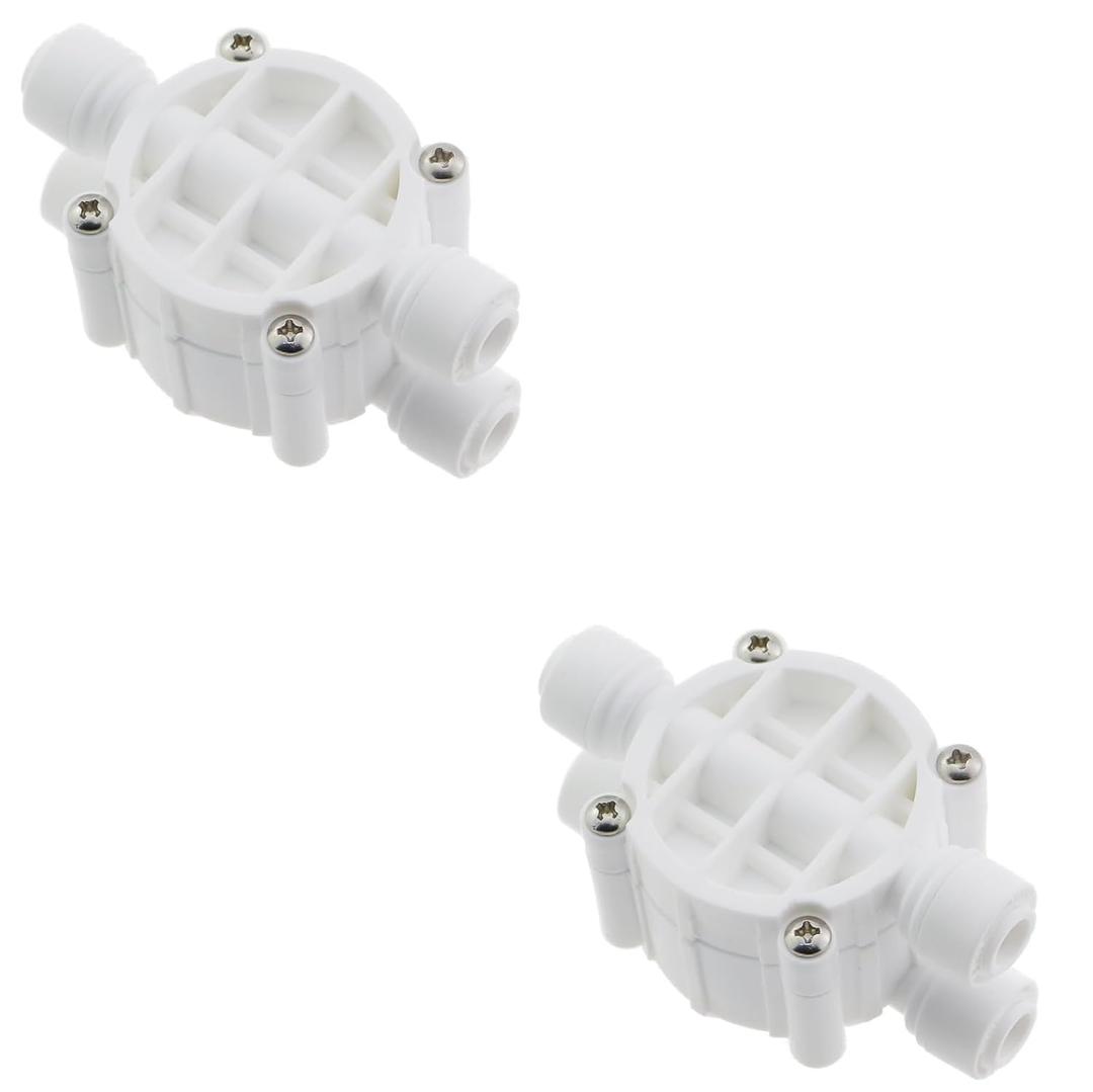 2PCS Water Purifier Quick Connect Four Side Valve Reverse Osmosis Water Purifier 1/4in Water System Automatic Shut Off Valve Replacement Part Low Pressure RO Machine Reverse Osmosis
