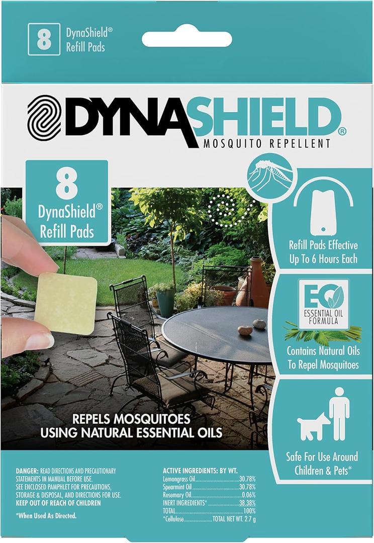DynaShield Repellent Refill Pads - Official Refill Pads for DynaShield Mosquito Repellent - DS1000R8SR, 8 Pack
