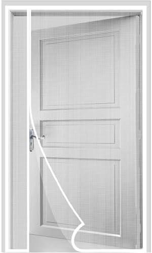 HOMWMPA Side Opening Magnetic Screen Door, Fit Door Size 32 x 80 Inch, Reversible Left and Right Removable Screen Door Mesh with Strong Magnet, Actual Mesh Size 34" x 81", White