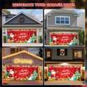 Brightown Christmas Garage Door Cover 7x16ft Decorations, with Magnetic Hook and Elastic Cord for Easy Installation, Christmas Decoration Banner Backdrop for 2 Car Garage Door Party Wall Gate (Red)