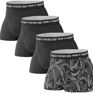 Pair of Thieves Every Day Kit Soft Cotton Trunks for Men Pack (4 Pack), Black/Grey, Medium