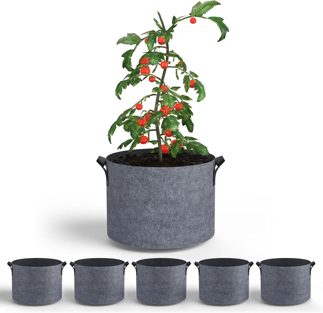 5-Pack Grow Bags 1 Gallon Thickened Plant Grow Bags Multi-Purpose Nonwoven Fabric Pots with Durable Handles, Outdoor Garden Plant Pots for Fruits Vegetables Flowers Herb Bonsai Plants, Gray 5-Pack Grow Bags 1 Gallon Thickened Plant Grow Bags Multi-Purpose Nonwoven Fabric Pots with Durable Handles, Outdoor Garden Plant Pots for Fruits Vegetables Flowers Herb Bonsai Plants, Gray