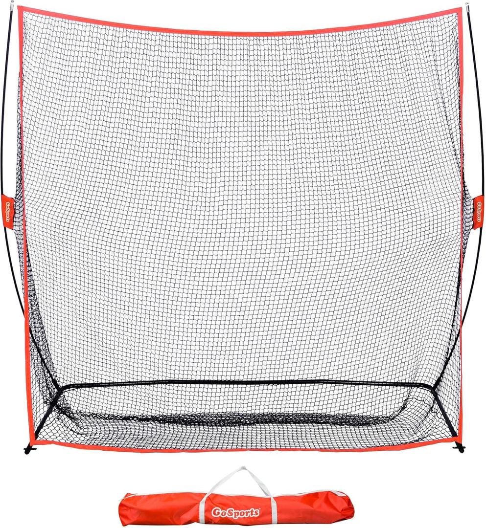 GoSports Golf Practice Hitting Net - Choose Between Huge 10 x 7 ft or 7 x 7 ft Nets - Personal Driving Range for Indoor or Outdoor Use - Designed by Golfers for Golfers (Red)