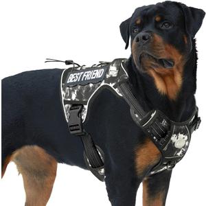 AUROTH Tactical Dog Harness for Small Medium Large Dogs No Pull Adjustable Pet Harness Reflective K9 Working Training Easy Control Pet Vest Military Service Dog Harnesses (XL, Black Ink) (XL(Neck:20-31",Chest:26-42"),75-135 lbs)