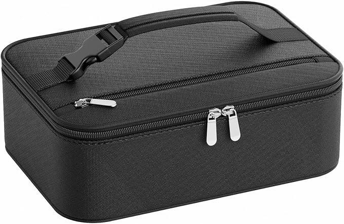 Small Lunch Box Insulated Lunch Bag for Women Men, Bento Kids Lunch Box, Compact Portable Thermal Meal Cooler Bags with Buckle Handle for Work & School, Black