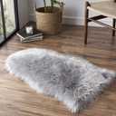 Faux Fur Rug Sofa Chairs Cover, Grey Small Rug for Bedroom, 2X3 Shaggy Furry Rugs for Kids Room, Shag Fluffy Rugs for Nursery Room, Soft Fuzzy Plush Carpet, Cute Floor Dorm Decor