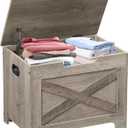 IDEALHOUSE Storage Bench, 23.6" Retro Wooden Storage Chest with 2 Safety Hinges, Loads 300 lb, Easy Assembly, Storage Ottoman Bench for Bedroom Entryway Living Room, Grey