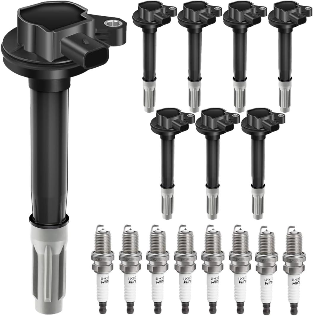 UF824 Set of 8 Ignition Coil Packs and Spark Plugs, Fit for 2016-2017 Ford F-150 V8 5.0L, Fit for 2016-2017 Ford Mustang V8 5.0L, Replaces FR3Z-12029-A