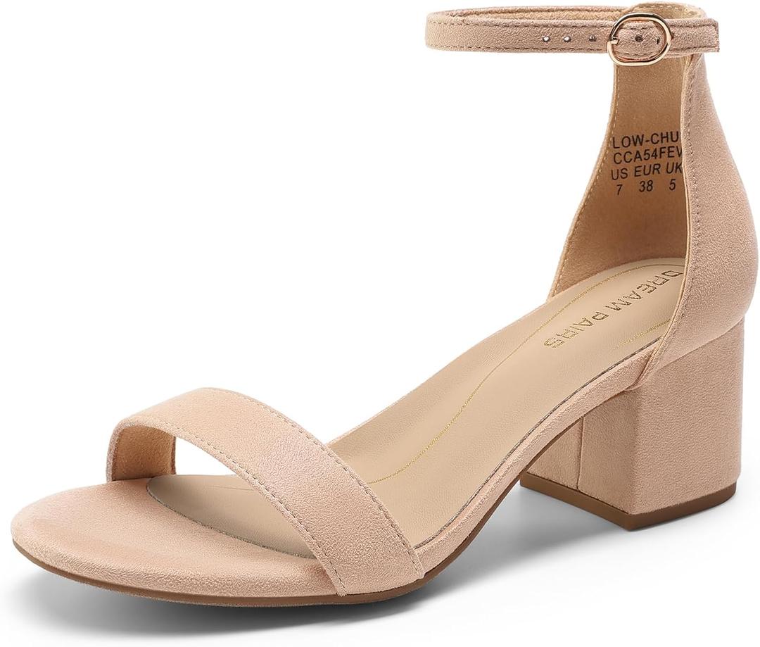 DREAM PAIRS Womens Low-Chunk Low Heel Pump Sandal (Beige) US: 7