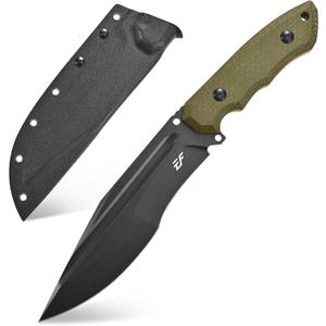 Eafengrow EF151 Fixed Blade Knife N690 Steel Blade Micarta Handle Full Tang EDC Tool Straight Knife for Working Camping Survival (green)