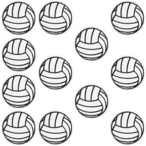 12Pcs Volleyball Patches Iron On, 2inch Rugby Ball Embroidered Appliques Black White Sports Hats Sewing Patch for Clothes Jeans Jacket Backpack DIY Craft