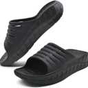 GPOS Mens Sport Recovery Sandals Plantar Fasciitis Thick Cushion Slides Sandals Lightweight Comfort Orthotic Slippers (13, Allblack)