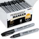 Ezzgol Permanent Markers Bulk, 150 Pack Fine Tip Black Permanent Markers, Waterproof Markers, Premium Smear Proof Pens, Quick Drying, Office Supplies for School, Office, Home