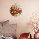 FUGWN Fall Pumpkin Maple Leaf Round Wall Art Decor Framed, Rustic Farmhouse Autumn Harvest Canvas Artwork Prints, Fall Pumpkin Wall Hanging Decorations for Home Bedroom Living Room, 10x10 Inch