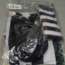 URATOT Halloween Robber Costume Set, Include Striped Long Sleeve T-Shirt Knit Cap Gloves Canvas Bags and Eye Mask and Socks Size L