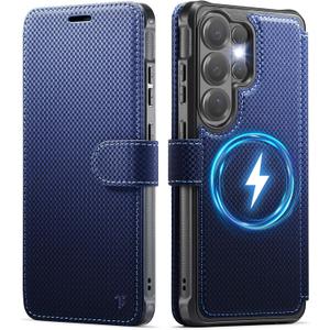 for Samsung Galaxy S26 Ultra Wallet Case Compatible with Magsafe, Magnetic RFID Blocking Card Holder Women Men Shockproof Wallet Phone Cover for Galaxy S26 Ultra 6.9", Blue