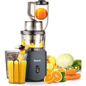 Juicer, Slow Masticating Juicer, Cold Press Juicer Machine Easy to Clean, Higher Juicer Yield and Drier Pulp, Juice Extractor with Quiet Motor and Reverse Function, Easy Clean, Large