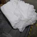 Lace Duvet Cover Twin Size, Chiffon Ruffled Beddding Set with Flower, 3 Pieces Comforter Cover Set with Zipper Closure, Girl Princess Bedding with Pillowcase - White